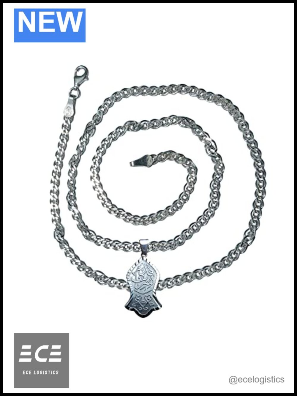 Qadam Shareef Sandal Pendant 20" Nonna Chain Islamic Necklace Set